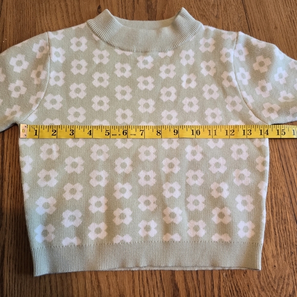 Princess Polly Green White Floral Mock Neck Sweater Women's Size Small S/M - Picture 5 of 9